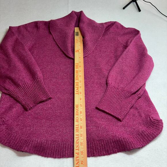 Tahari Womens Oversized Ribbed Cowl Neck Soft Sweater Raspberry Pink Size Small - Picture 2 of 6